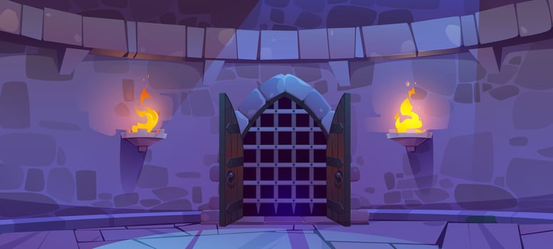 Medieval castle dungeon wall game cartoon vector