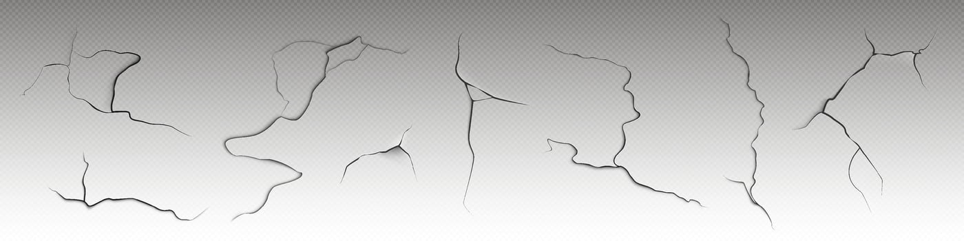 Realistic set of cracks on dry surface vector