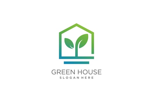 Green house logo illustration modern creative unique vector