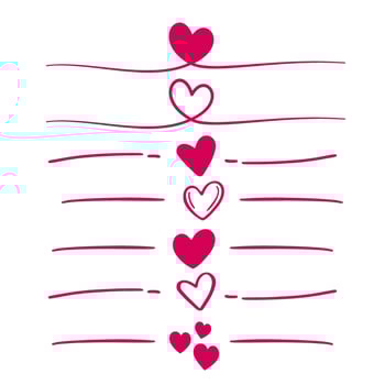 Set of dividers with hearts. Cartoon vector