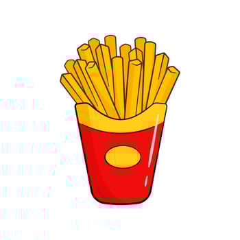 French fries in box. Cartoon vector