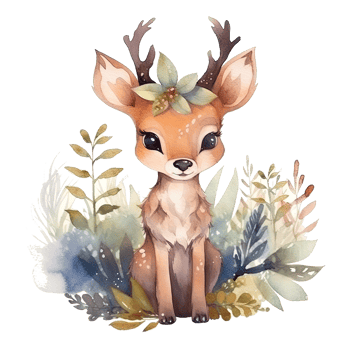 Watercolor cute baby deer. Illustration png