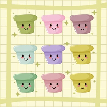 cute cactus cartoon vector