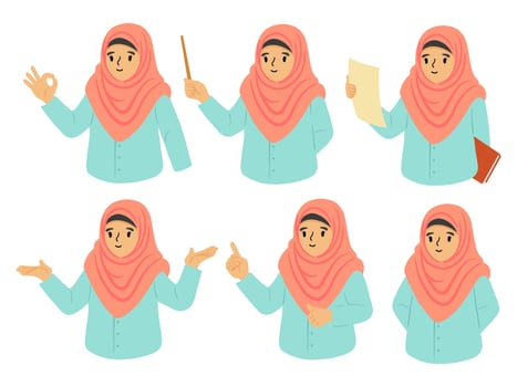 People Character Muslim Islamic wearing Hijab vector