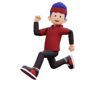 3d male character happy running png
