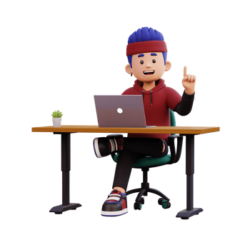 3d male character got an idea while working on a laptop png