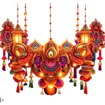 Traditional Diwali Diya on Decorative Background png
