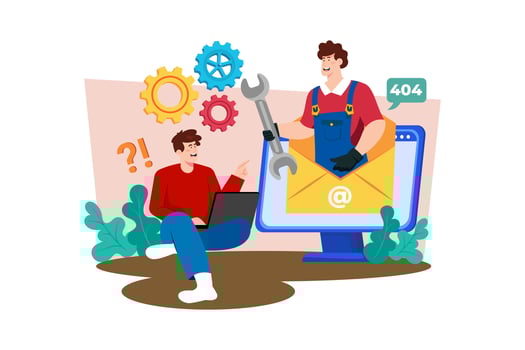 Help desk analyst providing technical assistance to customers via phone, email, or chat. vector