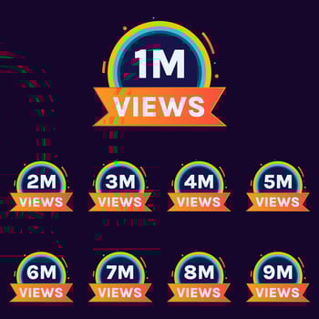 views celebration banner design for thumbnail design 1m to 9 million plus views badge set vector