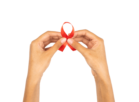 Two hand create HIV AIDS ribbon bow symbol png
