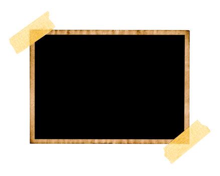 Old post card frame with tape png