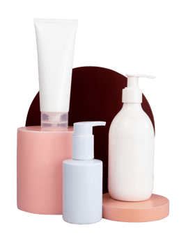 set of cosmetic bottle display isolated png