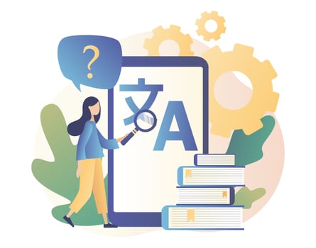Translation concept. Online translator. Modern flat cartoon style. Vector illustration