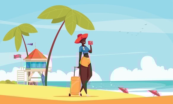 Black Woman Tourist Illustration vector