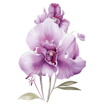 beautiful watercolor thai pink purple orchid flower, png