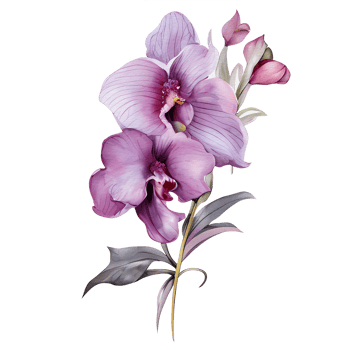 beautiful watercolor thai pink purple orchid flower, png