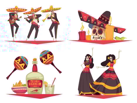 Day Of Dead Compositions Set vector