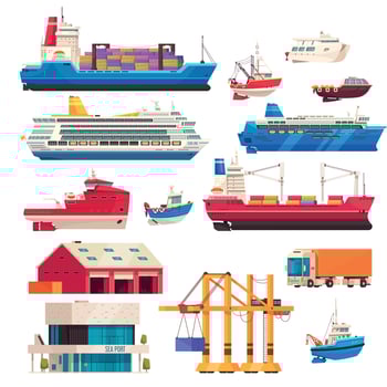 Port Ships Set vector