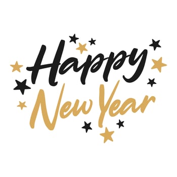 Happy New Year lettering with stars vector