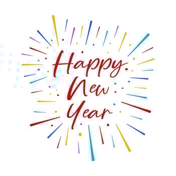 Happy New Year lettering with colorful fireworks vector