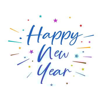 Happy New Year lettering with colorful fireworks vector