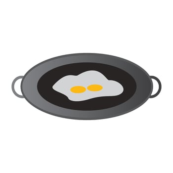 fried egg icon on the pan vector