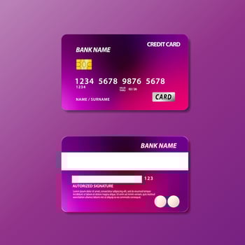 Isometric gradient payment card design vector