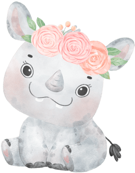 Adorable cheerful Baby Rhinoceros wild animal watercolour nursery children cartoon drawing png