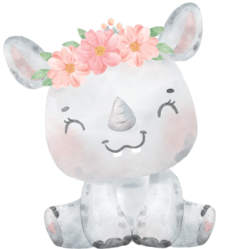 Adorable cheerful Baby Rhinoceros wild animal watercolour nursery children cartoon drawing png