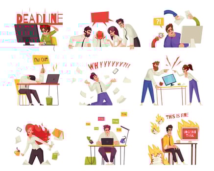 Stress Office Work Set vector