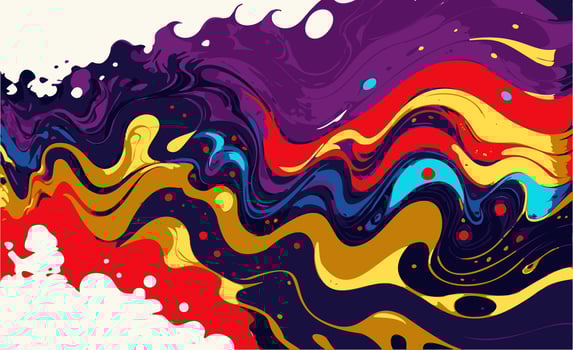 Rainbow colorful abstract background. Texture of flowing liquid paint in red, blue, yellow and purple colors. vector