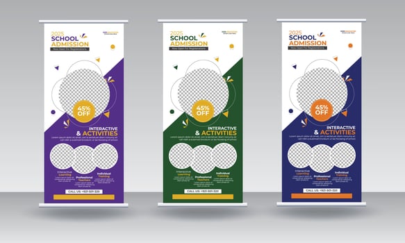 School Admission Roll Up Banner Template Design Pro Vector