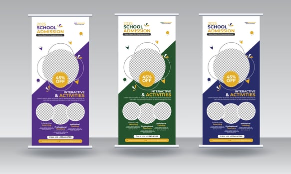School Admission Roll Up Banner Template Design Pro Vector