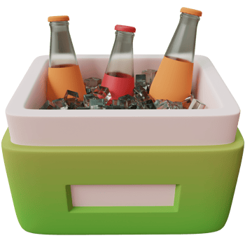 3d ice box with glass bottle png