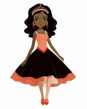 cute black princess with crown vector