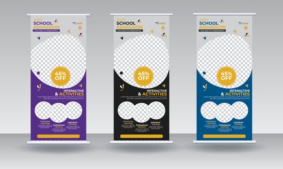 School Admission Roll Up Banner Template Design Pro Vector