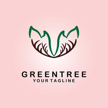 green tree logo design line art vector