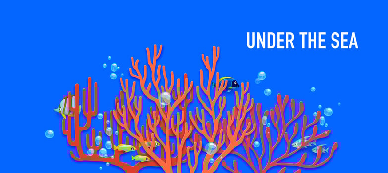 Save the ocean sea paper cut reef corals and fish vector