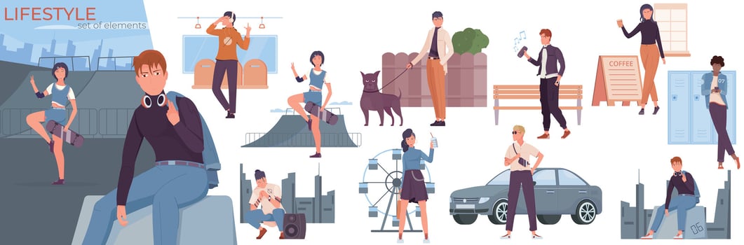 People Lifestyle Composition Set vector