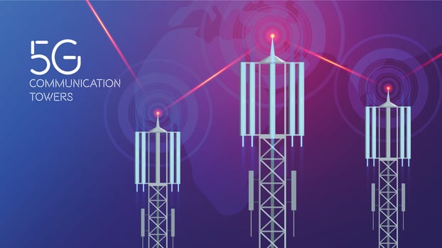 5G Communication Towers Background vector