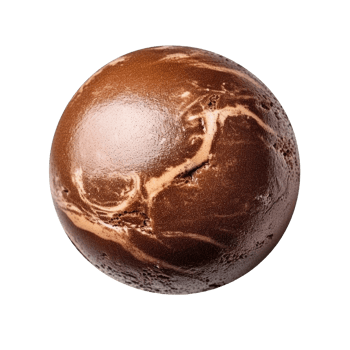 Chocolate ice cream ball isolated on transparent background, created with png