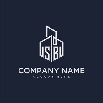 SB initial monogram logo for real estate with building style vector