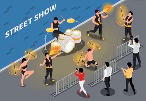 Street Fire Show Composition vector