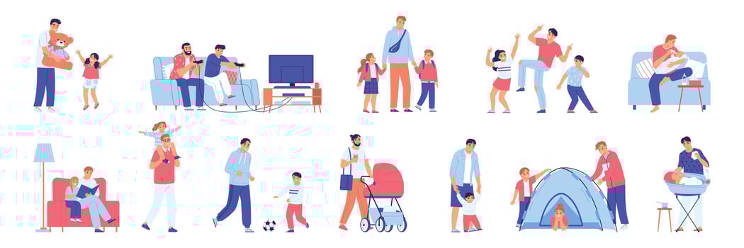 Fathers Flat Set vector