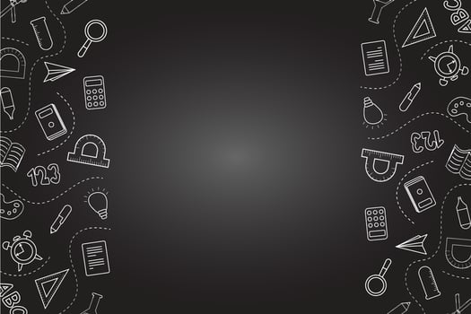 Welcome Back To School Background Design With Copy Space For Adding Text. Concept Of Education School Chalkboard With Different Stuff. vector