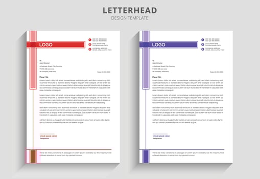Professional corporate simple business letterhead design with Gradient luxury letterhead business document and Modern business company letterhead template, vector