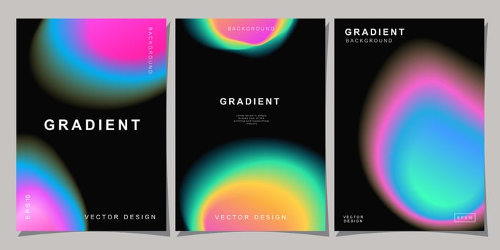 Set of creative covers or posters concept in modern minimal style for corporate identity, branding, social media advertising, promo. Minimalist cover design template with dynamic fluid gradient. vector