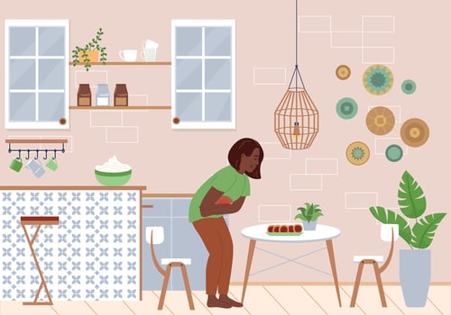 Stomach Ache Flat Composition vector