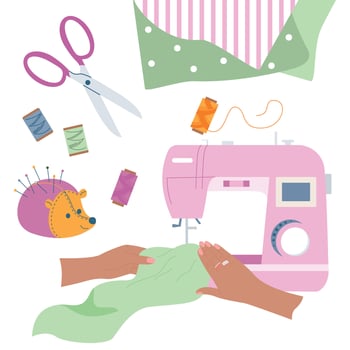 Sewing Machine Handicraft Composition vector