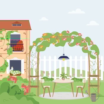 Backyard Garden Flat Composition vector